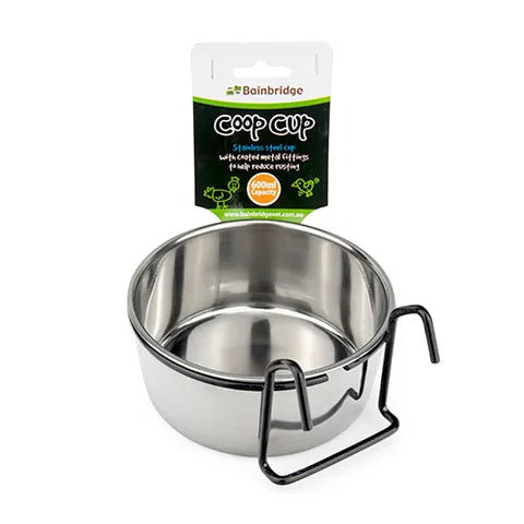 EP Stainless Steel Coop Cup-Feeding Dishes & Accessories-Parrot Supplies Australia