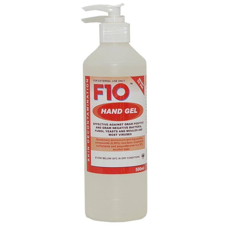 F10 Hand Gel Pump Pack 500ml-Cleaners & Disinfectants-Parrot Supplies Australia